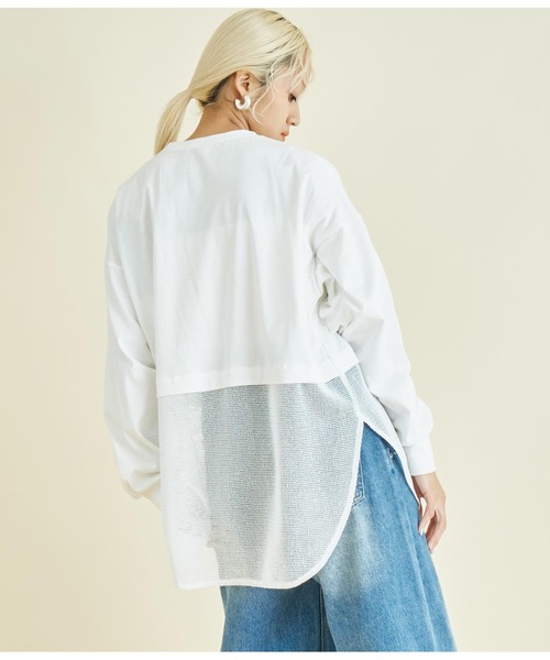 Settimissimo（セッティミッシモ）の「接触冷感 メッシュ ドッキング ロングTシャツ（Tシャツ/カットソー・レディース・ブラック/オフホワイト・FREE）」の6枚目の写真