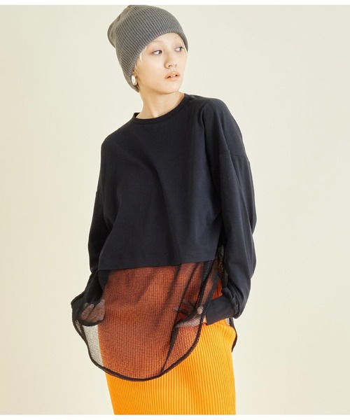 Settimissimo（セッティミッシモ）の「接触冷感 メッシュ ドッキング ロングTシャツ（Tシャツ/カットソー・レディース・ブラック/オフホワイト・FREE）」の13枚目の写真