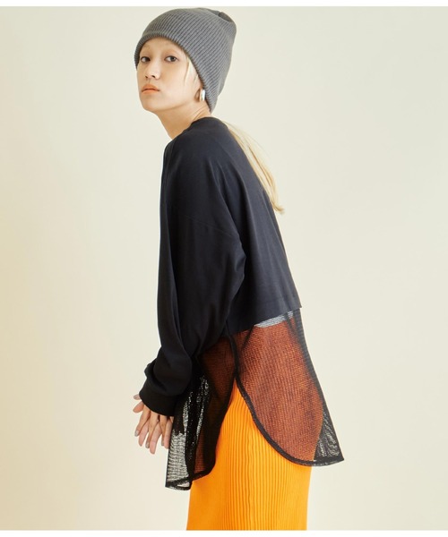 Settimissimo（セッティミッシモ）の「接触冷感 メッシュ ドッキング ロングTシャツ（Tシャツ/カットソー・レディース・ブラック/オフホワイト・FREE）」の14枚目の写真