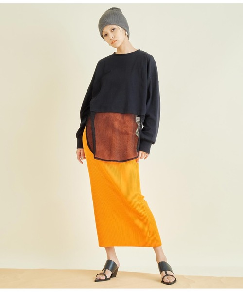 Settimissimo（セッティミッシモ）の「接触冷感 メッシュ ドッキング ロングTシャツ（Tシャツ/カットソー・レディース・ブラック/オフホワイト・FREE）」の16枚目の写真