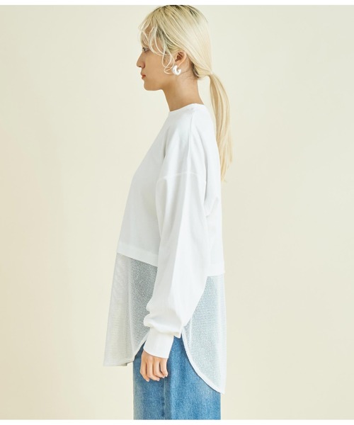 Settimissimo（セッティミッシモ）の「接触冷感 メッシュ ドッキング ロングTシャツ（Tシャツ/カットソー・レディース・ブラック/オフホワイト・FREE）」の21枚目の写真