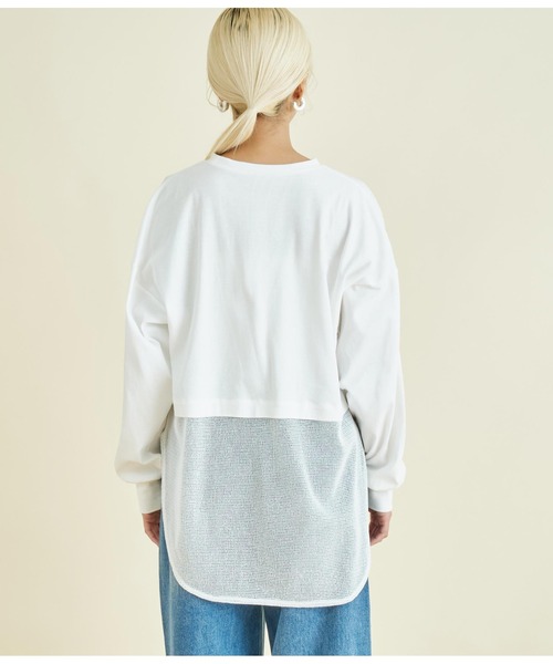 Settimissimo（セッティミッシモ）の「接触冷感 メッシュ ドッキング ロングTシャツ（Tシャツ/カットソー・レディース・ブラック/オフホワイト・FREE）」の22枚目の写真