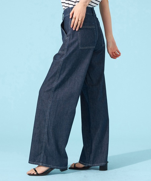 ⭐️新品未使用⭐️ 夏でも涼しいライトブルーデニムワイドパンツ セール】SOMETHING SUMMER COOL 涼しいワイドベーカーデニム
