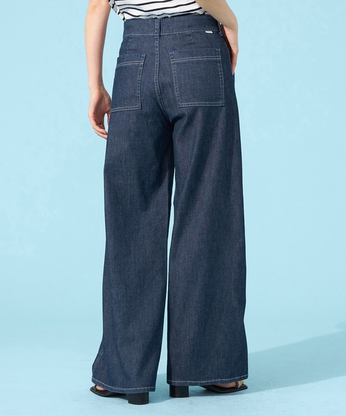 SOMETHING（サムシング）の「SOMETHING SUMMER COOL 涼しいワイドベーカーデニムパンツ【涼】（デニムパンツ・レディース・ホワイト/グリーン/ライトカーキ/ライトインディゴブルー/ダークインディゴブルー・X-SMALL/SMALL/MEDIUM/LARGE）」の20枚目の写真