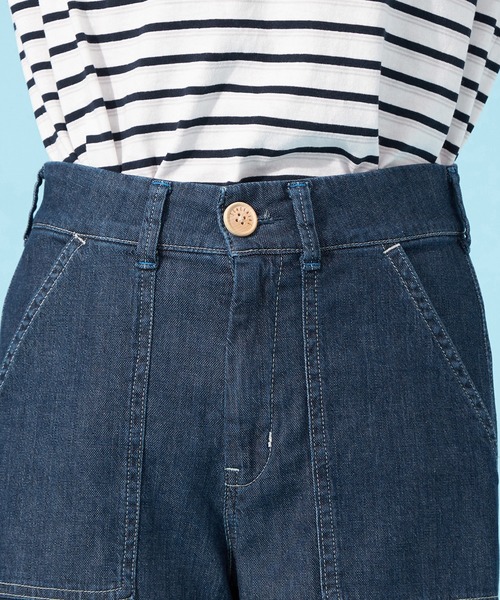 SOMETHING（サムシング）の「SOMETHING SUMMER COOL 涼しいワイドベーカーデニムパンツ【涼】（デニムパンツ・レディース・ホワイト/グリーン/ライトカーキ/ライトインディゴブルー/ダークインディゴブルー・X-SMALL/SMALL/MEDIUM/LARGE）」の19枚目の写真