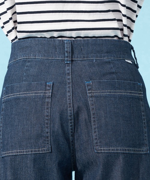 SOMETHING（サムシング）の「SOMETHING SUMMER COOL 涼しいワイドベーカーデニムパンツ【涼】（デニムパンツ・レディース・ホワイト/グリーン/ライトカーキ/ライトインディゴブルー/ダークインディゴブルー・X-SMALL/SMALL/MEDIUM/LARGE）」の18枚目の写真