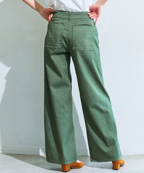 SOMETHING（サムシング）の「SOMETHING SUMMER COOL 涼しいワイドベーカーデニムパンツ【涼】（デニムパンツ・レディース・ホワイト/グリーン/ライトカーキ/ライトインディゴブルー/ダークインディゴブルー・X-SMALL/SMALL/MEDIUM/LARGE）」の14枚目の写真