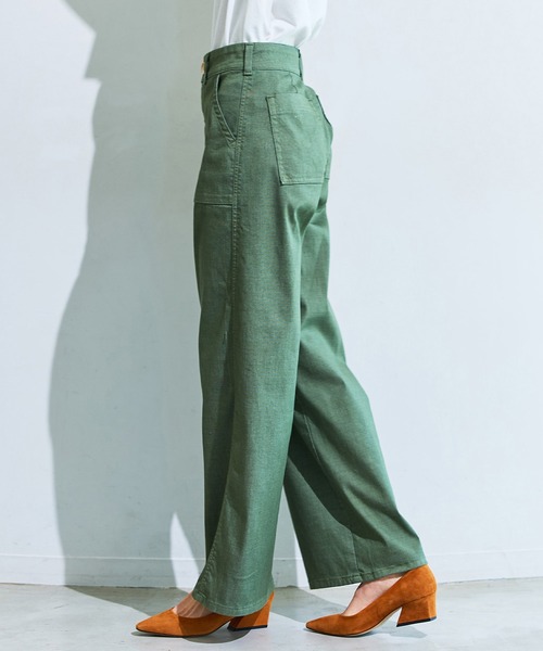 SOMETHING（サムシング）の「SOMETHING SUMMER COOL 涼しいワイドベーカーデニムパンツ【涼】（デニムパンツ・レディース・ホワイト/グリーン/ライトカーキ/ライトインディゴブルー/ダークインディゴブルー・X-SMALL/SMALL/MEDIUM/LARGE）」の13枚目の写真