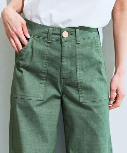 SOMETHING（サムシング）の「SOMETHING SUMMER COOL 涼しいワイドベーカーデニムパンツ【涼】（デニムパンツ・レディース・ホワイト/グリーン/ライトカーキ/ライトインディゴブルー/ダークインディゴブルー・X-SMALL/SMALL/MEDIUM/LARGE）」の12枚目の写真