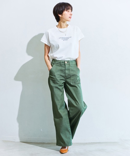 SOMETHING（サムシング）の「SOMETHING SUMMER COOL 涼しいワイドベーカーデニムパンツ【涼】（デニムパンツ・レディース・ホワイト/グリーン/ライトカーキ/ライトインディゴブルー/ダークインディゴブルー・X-SMALL/SMALL/MEDIUM/LARGE）」の9枚目の写真