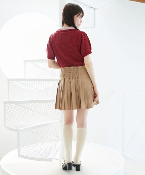 MAJESTIC LEGON（マジェスティックレゴン）の「バイカラーダブル襟ニット（ニット/セーター・レディース・ピンク/ネイビー/グレー系その他/ブルー/ボルドー/ブラック・MEDIUM）」の13枚目の写真