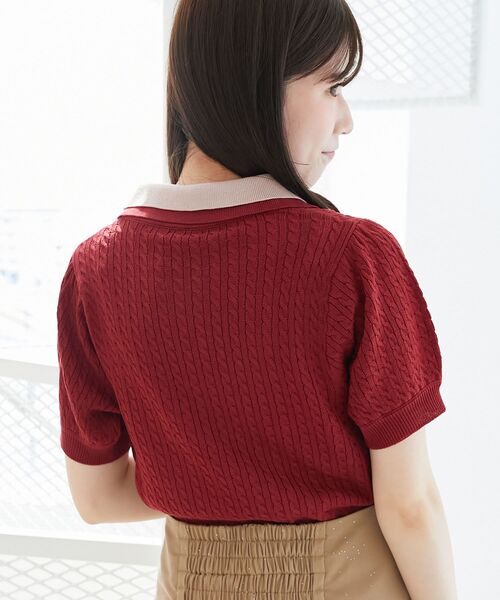 MAJESTIC LEGON（マジェスティックレゴン）の「バイカラーダブル襟ニット（ニット/セーター・レディース・ピンク/ネイビー/グレー系その他/ブルー/ボルドー/ブラック・MEDIUM）」の16枚目の写真