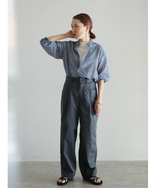 NOBLE タックカービーボリュームパンツ サイズ38 ネイビー NOBLE