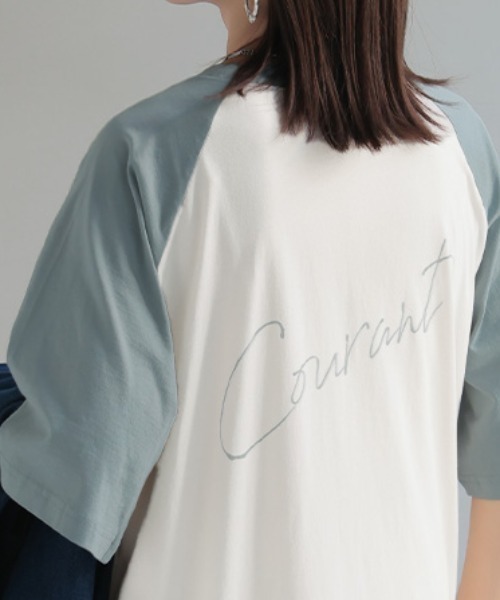 HUG.U(ハグユー)の「ラグランTシャツ ワンピース(ワンピース・レディース・アイボリー/グレー・FREE)」の8枚目の写真