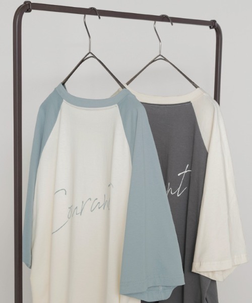 HUG.U(ハグユー)の「ラグランTシャツ ワンピース(ワンピース・レディース・アイボリー/グレー・FREE)」の12枚目の写真