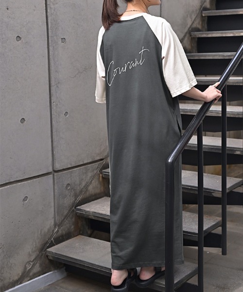 HUG.U(ハグユー)の「ラグランTシャツ ワンピース(ワンピース・レディース・アイボリー/グレー・FREE)」の18枚目の写真