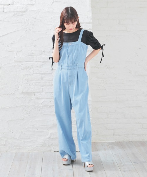 Honeys（ハニーズ）の「デニムオールインワン（サロペット/オーバーオール・レディース・グレー/ブルー系その他2/ライトブルー・L/LL/M/S/SS）」の5枚目の写真