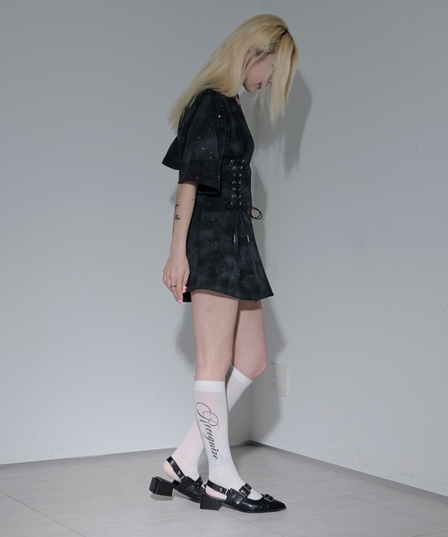 lame lace up tee / ラメレースアップT（Tシャツ/カットソー