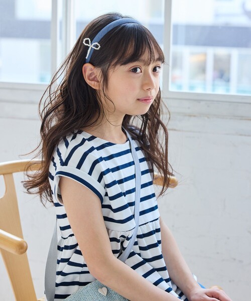ROPE' PICNIC（ロペピクニック）の「【KIDS/キッズ】パールリボンデニムカチューシャ（カチューシャ・キッズ・サックスブルー/ネイビー・FREE）」の9枚目の写真