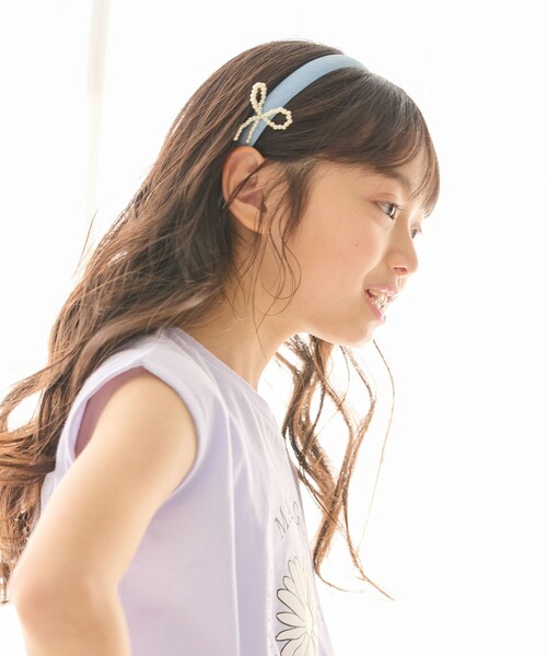 ROPE' PICNIC（ロペピクニック）の「【KIDS/キッズ】パールリボンデニムカチューシャ（カチューシャ・キッズ・サックスブルー/ネイビー・FREE）」の10枚目の写真