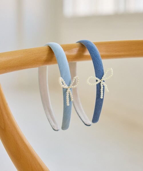 ROPE' PICNIC（ロペピクニック）の「【KIDS/キッズ】パールリボンデニムカチューシャ（カチューシャ・キッズ・サックスブルー/ネイビー・FREE）」の12枚目の写真