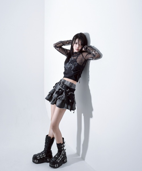 REFLEM(レフレム)の「『REFLEM/レフレム』タトゥーシアースキントップス(Tシャツ/カットソー・レディース・グレー/ブラック・M/L)」の7枚目の写真