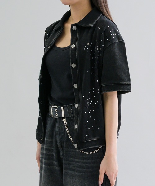 epnok（エプノック）の「【EPNK】Rhinestone faded cardigan / ライン 