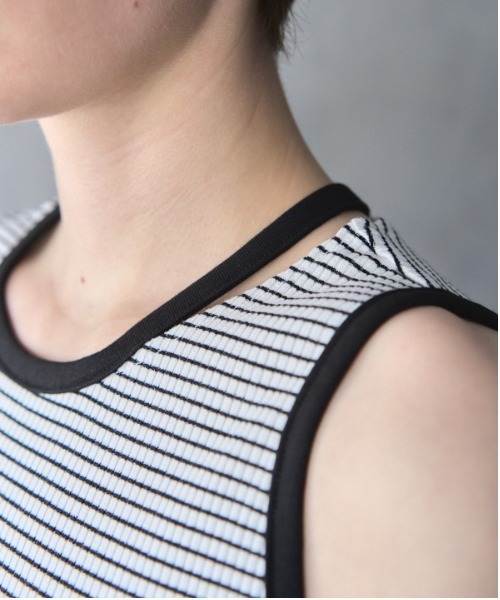 Muel Chic(ミュエルシック)の「Lay border tanktop レイボーダータンクトップ(タンクトップ・レディース・ブラック/ホワイト/ライトグリーン/モカ・FREE)」の10枚目の写真