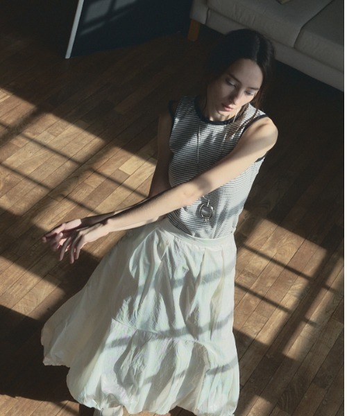 Muel Chic(ミュエルシック)の「Lay border tanktop レイボーダータンクトップ(タンクトップ・レディース・ブラック/ホワイト/ライトグリーン/モカ・FREE)」の16枚目の写真