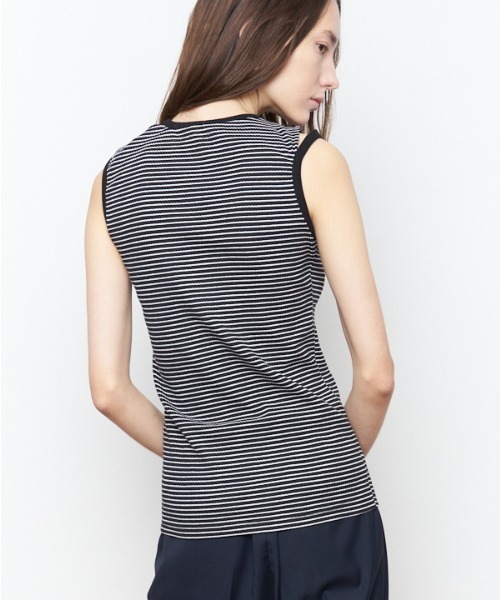 Muel Chic(ミュエルシック)の「Lay border tanktop レイボーダータンクトップ(タンクトップ・レディース・ブラック/ホワイト/ライトグリーン/モカ・FREE)」の22枚目の写真