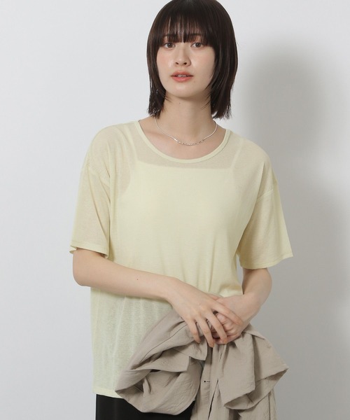 LAKOLE（ラコレ）の「スラブシアー半袖T / 289662（Tシャツ/カットソー・レディース・チャコール/ブラウン/ブラック/オフホワイト/イエロー・FREE）」の5枚目の写真