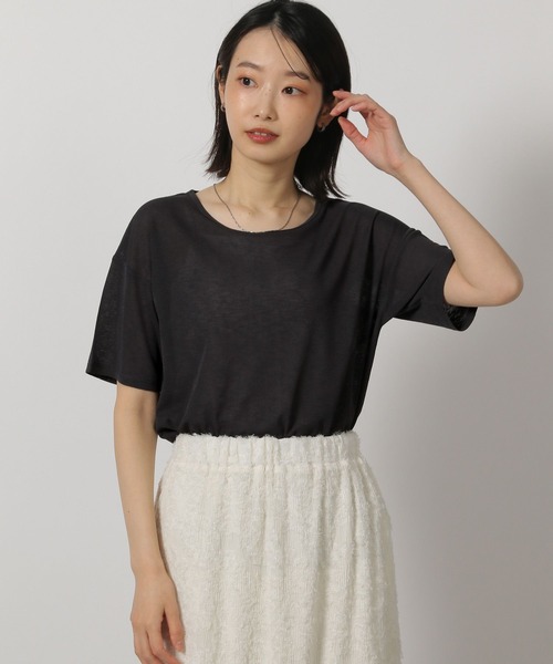 LAKOLE（ラコレ）の「スラブシアー半袖T / 289662（Tシャツ/カットソー・レディース・チャコール/ブラウン/ブラック/オフホワイト/イエロー・FREE）」の3枚目の写真