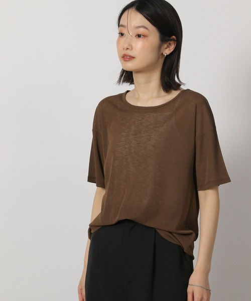 LAKOLE（ラコレ）の「スラブシアー半袖T / 289662（Tシャツ/カットソー・レディース・チャコール/ブラウン/ブラック/オフホワイト/イエロー・FREE）」の15枚目の写真