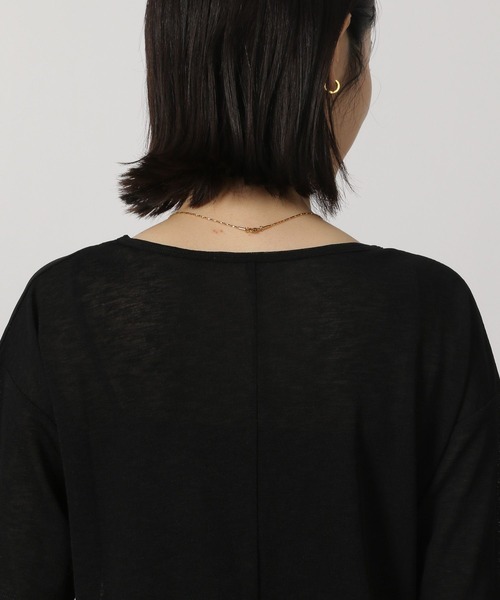 LAKOLE（ラコレ）の「スラブシアー半袖T / 289662（Tシャツ/カットソー・レディース・チャコール/ブラウン/ブラック/オフホワイト/イエロー・FREE）」の6枚目の写真