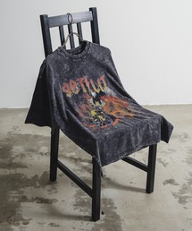 グランジ フェード加工 ロック グラフィックプリント オーバーサイズ 半袖Tシャツ