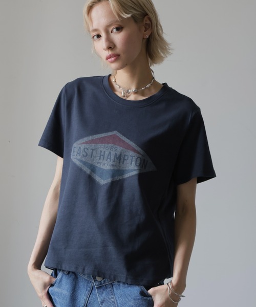 Girly Doll(ガーリードール)の「プリントデザインTシャツ(Tシャツ/カットソー・レディース・グレー/ホワイト/ネイビー・F)」の1枚目の写真