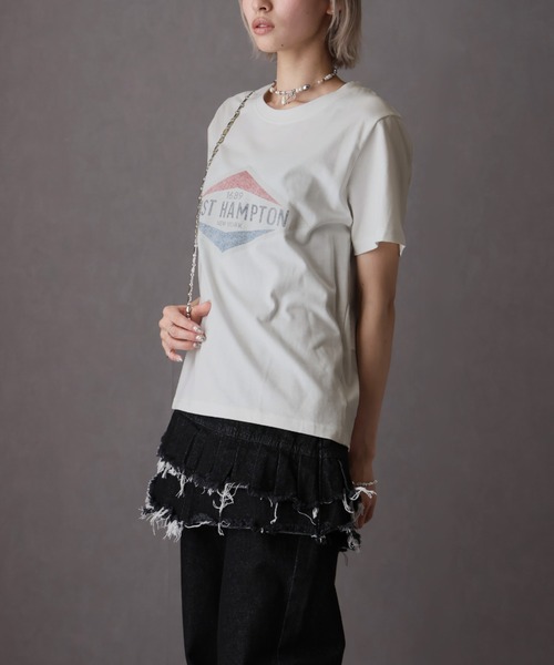 Girly Doll(ガーリードール)の「プリントデザインTシャツ(Tシャツ/カットソー・レディース・グレー/ホワイト/ネイビー・F)」の5枚目の写真