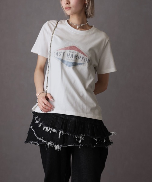 Girly Doll(ガーリードール)の「プリントデザインTシャツ(Tシャツ/カットソー・レディース・グレー/ホワイト/ネイビー・F)」の6枚目の写真