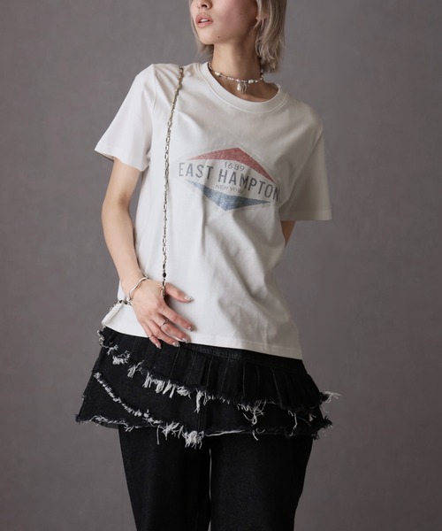 Girly Doll(ガーリードール)の「プリントデザインTシャツ(Tシャツ/カットソー・レディース・グレー/ホワイト/ネイビー・F)」の7枚目の写真