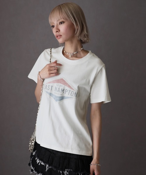Girly Doll(ガーリードール)の「プリントデザインTシャツ(Tシャツ/カットソー・レディース・グレー/ホワイト/ネイビー・F)」の8枚目の写真