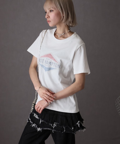 Girly Doll(ガーリードール)の「プリントデザインTシャツ(Tシャツ/カットソー・レディース・グレー/ホワイト/ネイビー・F)」の9枚目の写真