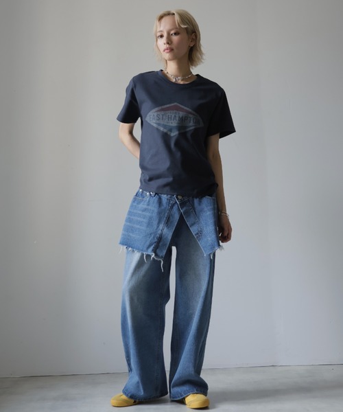 Girly Doll(ガーリードール)の「プリントデザインTシャツ(Tシャツ/カットソー・レディース・グレー/ホワイト/ネイビー・F)」の13枚目の写真