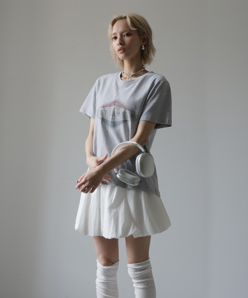 Girly Doll(ガーリードール)の「プリントデザインTシャツ(Tシャツ/カットソー・レディース・グレー/ホワイト/ネイビー・F)」の19枚目の写真