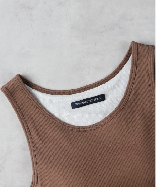 Right-on（ライトオン）の「【HONEYSUCKLE ROSE】カップ付きタンクトップ（タンクトップ・レディース・オフホワイト/ブラック/ブラウン・L/M）」の8枚目の写真