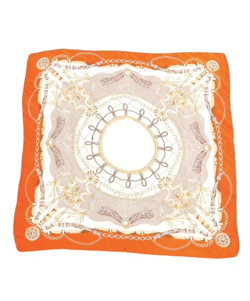 GLOBAL WORK（グローバルワーク）の「シルクタッチスカーフ/491947（ストール/ショール・レディース・ネイビー系7/ネイビー系8/オフホワイト/オレンジ・ONE SIZE）」の6枚目の写真