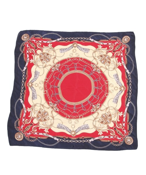 GLOBAL WORK（グローバルワーク）の「シルクタッチスカーフ/491947（ストール/ショール・レディース・ネイビー系7/ネイビー系8/オフホワイト/オレンジ・ONE SIZE）」の7枚目の写真