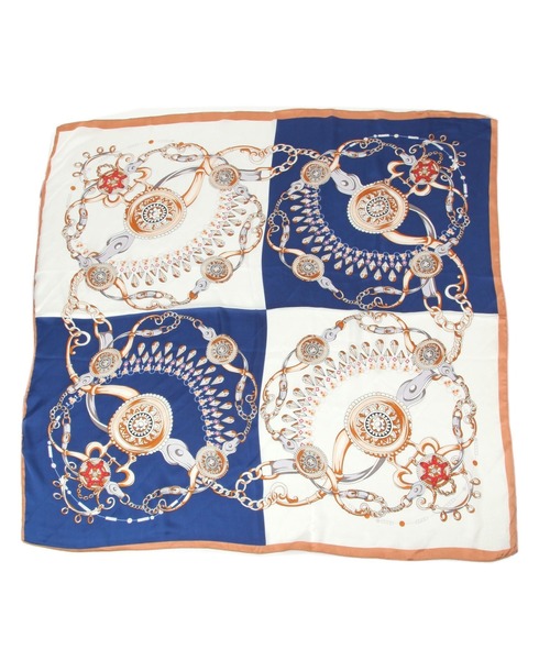 GLOBAL WORK（グローバルワーク）の「シルクタッチスカーフ/491947（ストール/ショール・レディース・ネイビー系7/ネイビー系8/オフホワイト/オレンジ・ONE SIZE）」の8枚目の写真