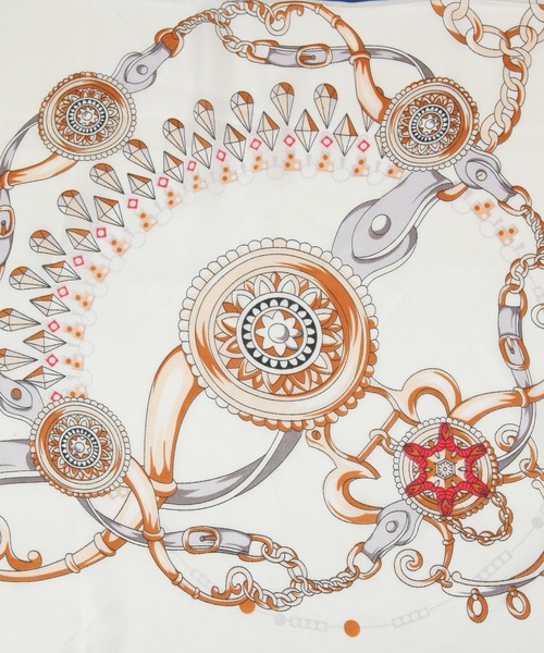 GLOBAL WORK（グローバルワーク）の「シルクタッチスカーフ/491947（ストール/ショール・レディース・ネイビー系7/ネイビー系8/オフホワイト/オレンジ・ONE SIZE）」の9枚目の写真