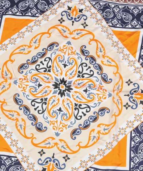 GLOBAL WORK（グローバルワーク）の「シルクタッチスカーフ/491947（ストール/ショール・レディース・ネイビー系7/ネイビー系8/オフホワイト/オレンジ・ONE SIZE）」の13枚目の写真