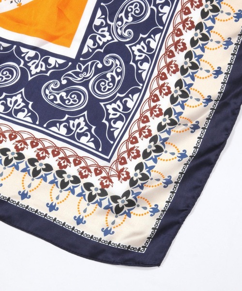 GLOBAL WORK（グローバルワーク）の「シルクタッチスカーフ/491947（ストール/ショール・レディース・ネイビー系7/ネイビー系8/オフホワイト/オレンジ・ONE SIZE）」の14枚目の写真